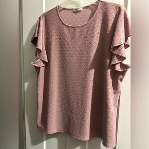 Basic ruffle dusty pink women’s top. NWOT XXL